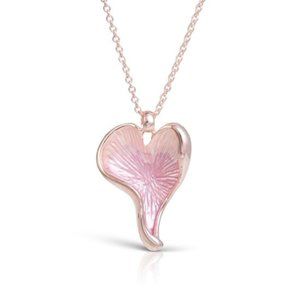Enameled Heart Necklace, Blush Pink and Rose Gold Plating